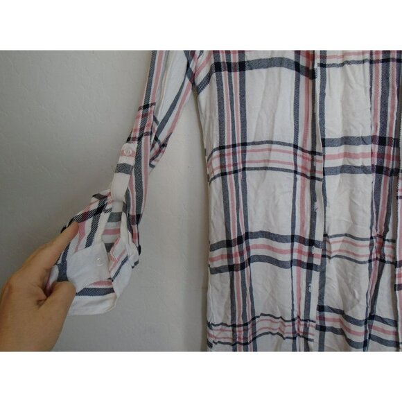 Sneakpeek Longline Flannel Button Up Shirt Full Button Front Sz S - Picture 3 of 5